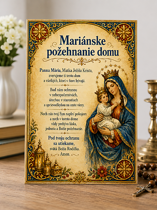 Dekorácie - Požehnanie domu – dekoratívna tabuľka s modlitbou pre šťastný domov - 18415454_