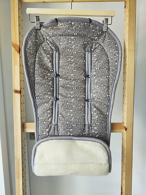 Detský textil - Podložka do kočíka CYBEX Talos S Lux proti poteniu 100 % merino top super wash Natural  Zvieratká šedé - 18416375_
