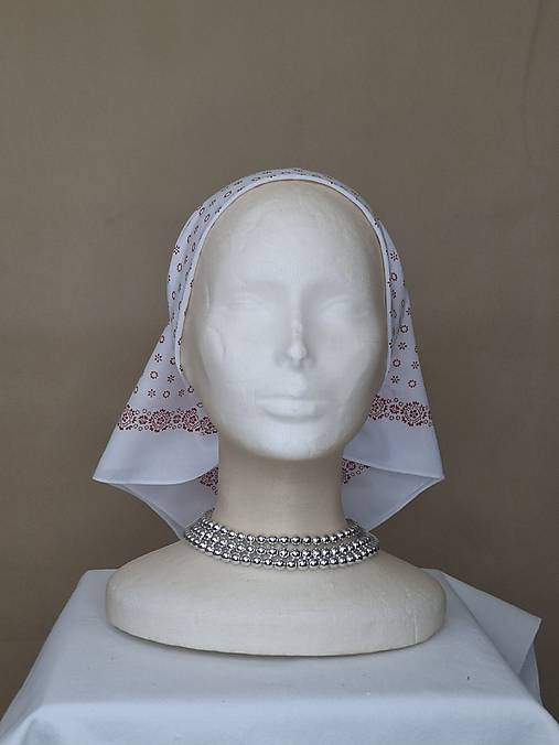 Šatky - Dámska šatka - biela s červenou - 18416067_