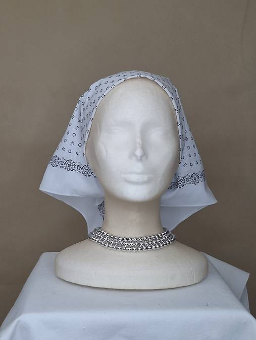 Šatky - Dámska šatka - biela s čiernou - 18416070_
