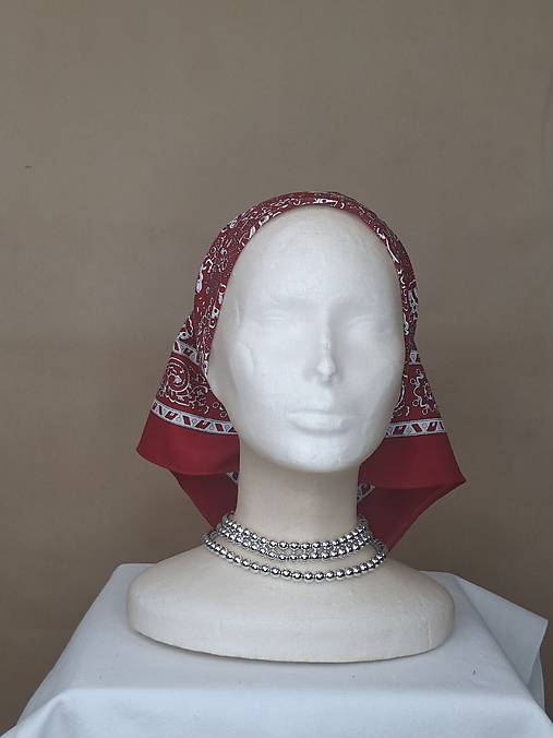 Šatky - Dámska šatka - červená kvetovaná - 18416089_