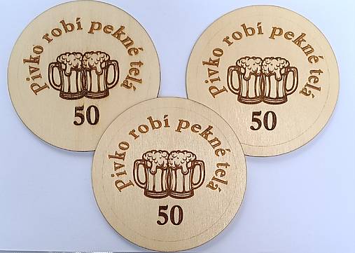 Drevené podtácky na pivo s vlastným menom + stojan | Darček pre chlapa k 50tke