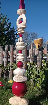 Dekorácie - Keramika do záhrady - Garden totem - červený - 18417505_