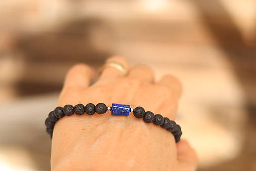 Pánsky náramok láva, lapis lazuli