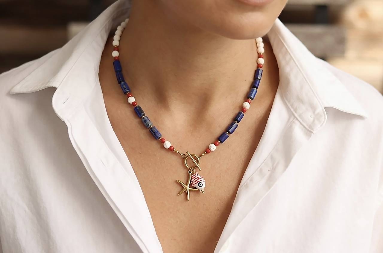 Letný náhrdelník lapis lazuli