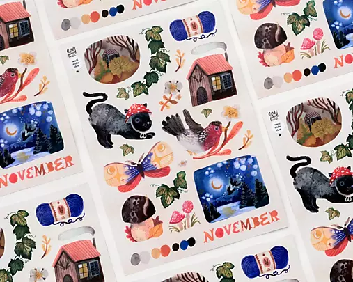 Papier - Washi samolepkový hárok A5  — November - 18420948_