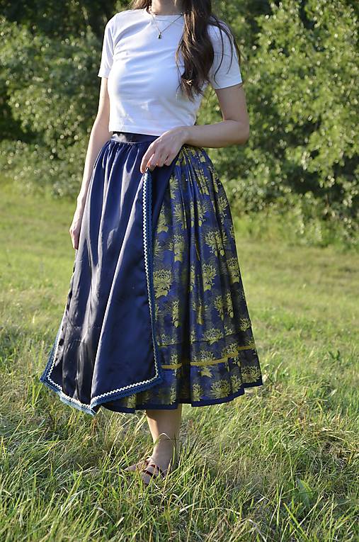 Iné oblečenie - Modrá saténová zástera - 18423700_