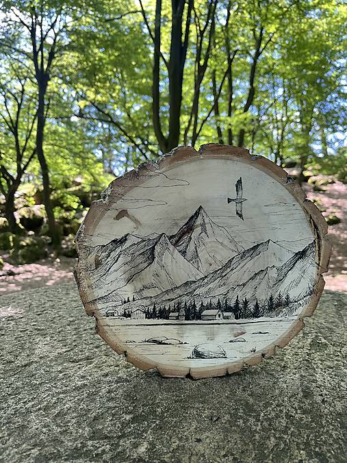 Kresby - Hora, kresba na drievku pre milovníka hôr - 18425612_