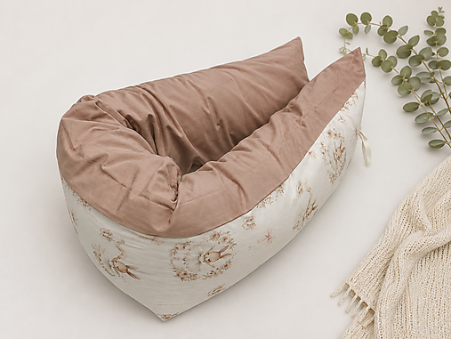Detský textil - Tehotenský vankúš / Vankúš na dojčenie dvojfarebný béžový + zajačik Baletka - 18426523_