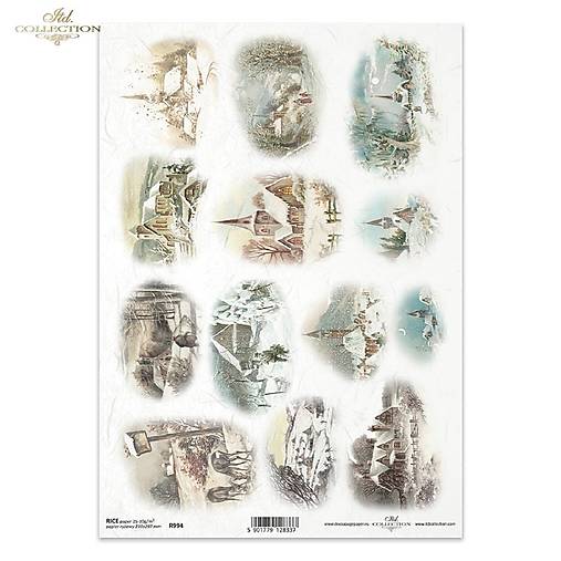 Ryžový papier A4 - zimný motív - ITD Collection - R0994