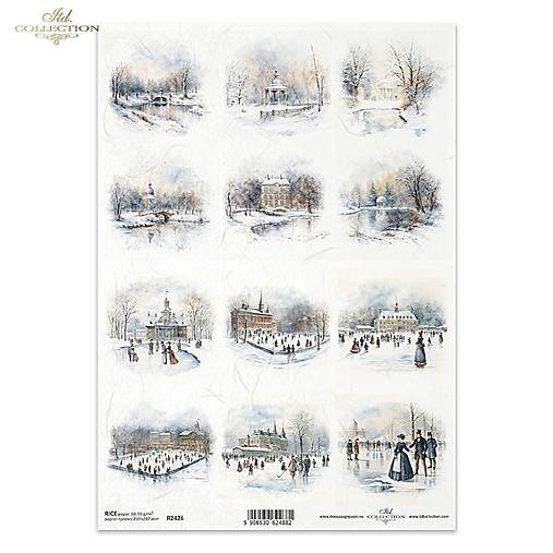 Ryžový papier A4 - zimný motív - ITD Collection - R2426