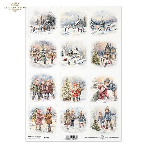 Ryžový papier A4 - zimný motív - ITD Collection - R2430