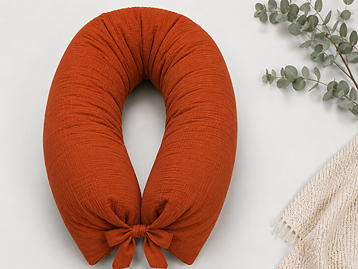 Detský textil - Mušelínový tehotenský vankúš / Vankúš na dojčenie medený - 18428264_