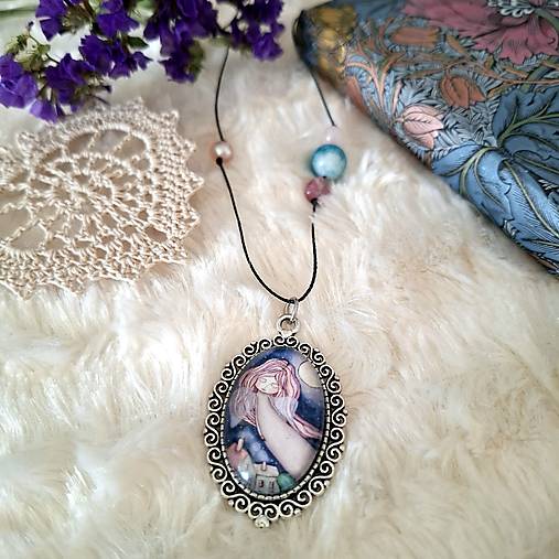Anjelka sny stráži/náhrdelník s kamienkami