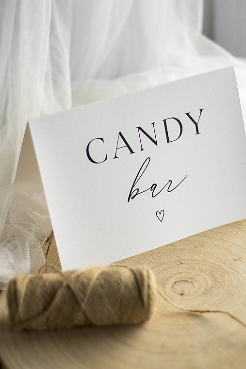 Papiernictvo - Candy bar - informačná kartička STRIEŠKA čiernobiela - 18429172_