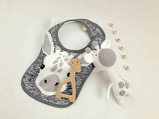 Detské doplnky - Baby box-malá žirafka-šedo-biela - 18428424_