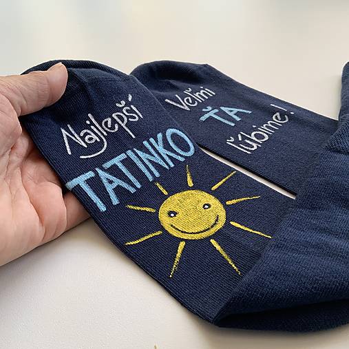 Maľované ponožky pre najlepšieho ocka / tata / tatina / ocinka (Na tmavomodrých)