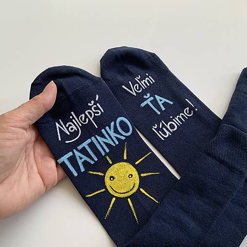 Maľované ponožky pre najlepšieho ocka / tata / tatina / ocinka (Na tmavomodrých)