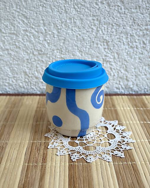 Keramický hrnček so sebou / travel cup Blue Lagoon