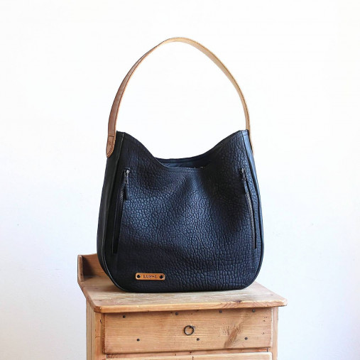 Veľké tašky - Kožená kabelka *Black&Tan* - 18433524_