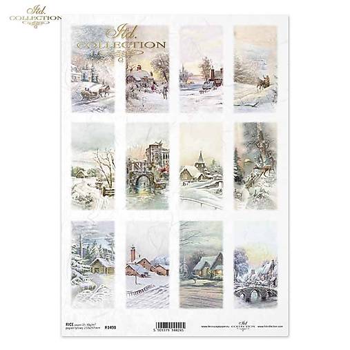 Ryžový papier A4 - zasnežená krajina- ITD Collection - R1498