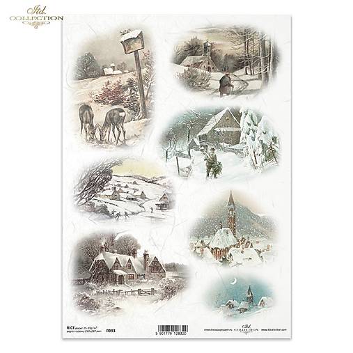 Ryžový papier A4 - zasnežená krajina- ITD Collection - R0993