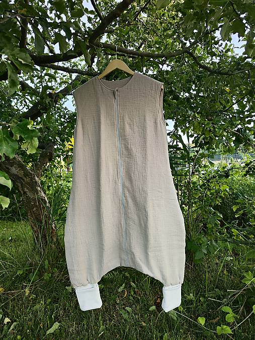 Detský textil - MUŠELÍNOVÝ SPACÍ VAK S NOHAVICAMI rastúci s  nožičkami 100% mušelín XXL letný - 18433917_