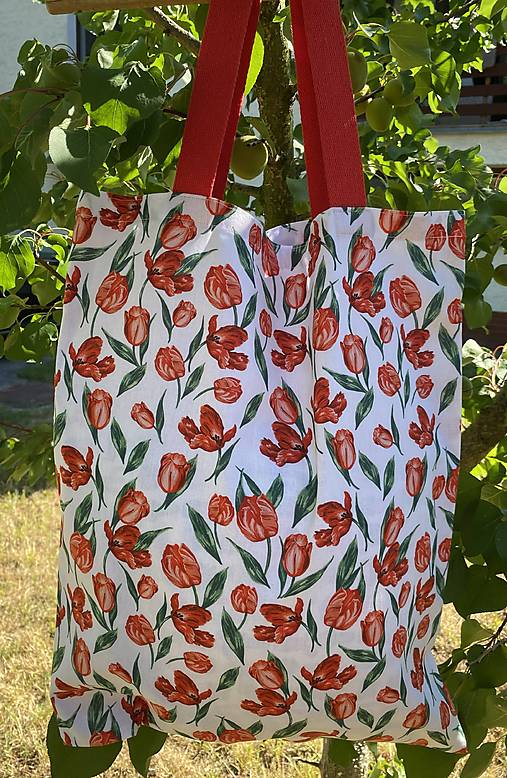 Nákupné tašky - Taška Tulipány na bielej - 18435414_
