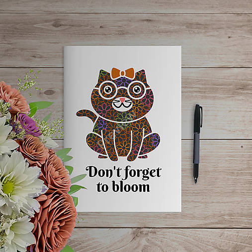 Papiernictvo - Don´t forget to bloom (mačka či kocúr) - zápisník (oranžády) - 18434384_