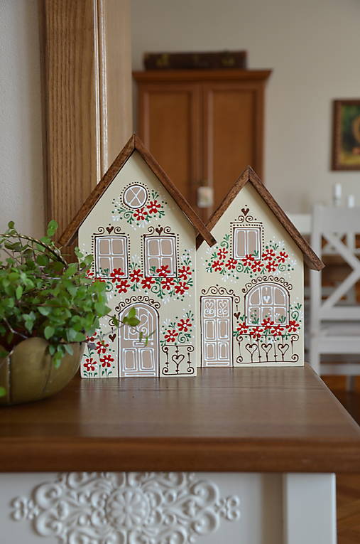 Dekorácie - Set drevených domčekov na prianie - 18435852_