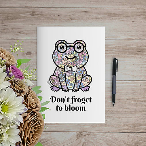 Papiernictvo - Don´t froget to bloom / nežabudni kvitnúť (žaba)  - zápisník - 18435589_