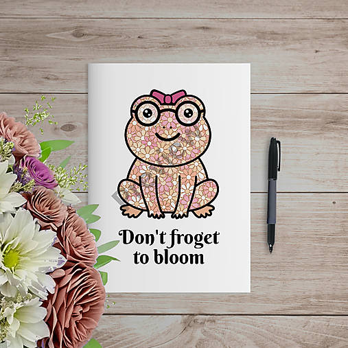 Papiernictvo - Don´t froget to bloom / nežabudni kvitnúť (žaba)  - zápisník (marhuľky) - 18435594_