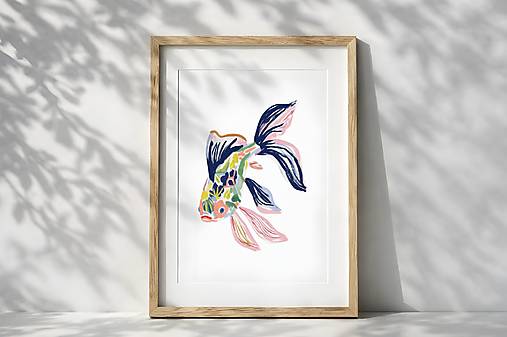 Grafika - Umelecká tlač | Modro-ružové pobrežie | Ryba - 18437959_
