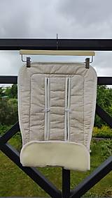 Detský textil - VLNIENKA Podložka do kočíka Nuna TRVL LX 100% MERINO Top super wash Natural Béžové trojuholníky - 18438501_