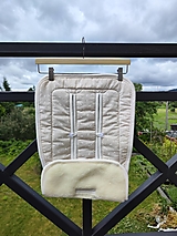 Detský textil - VLNIENKA Podložka do kočíka Nuna TRVL LX 100% MERINO Top super wash Natural Béžové trojuholníky - 18438728_
