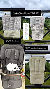 Detský textil - VLNIENKA Podložka do kočíka Nuna TRVL LX 100% MERINO Top super wash Natural Béžové trojuholníky - 18438763_