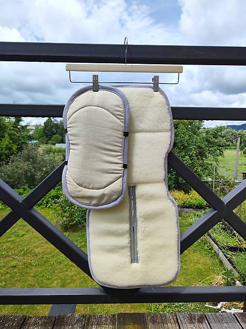 Detský textil - VLNIENKA Podložka do autosedačky Recaro Toron 100% Merino Top Super wash Natural 100% ľan Sand - 18438725_