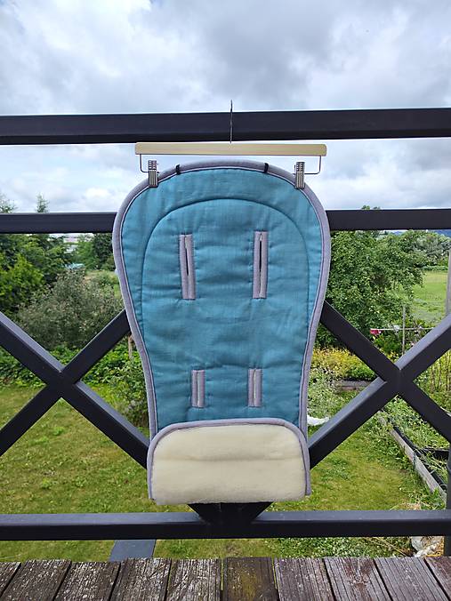 Detský textil - VLNIENKA podložka do kočíka BUGABOO Donkey  100% WOOL Merino Natural 100% ľan Mint - 18438739_