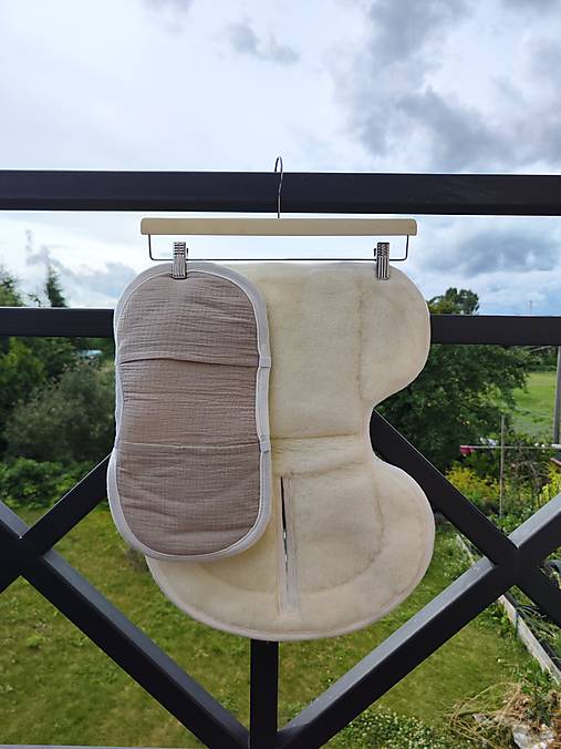Detský textil - VLNIENKA podložka do autosedačky vajíčko Cybex Aton 5 novorodenec 100% Merino TOP SUPER WASH Natural Mušelín béžový - 18439199_