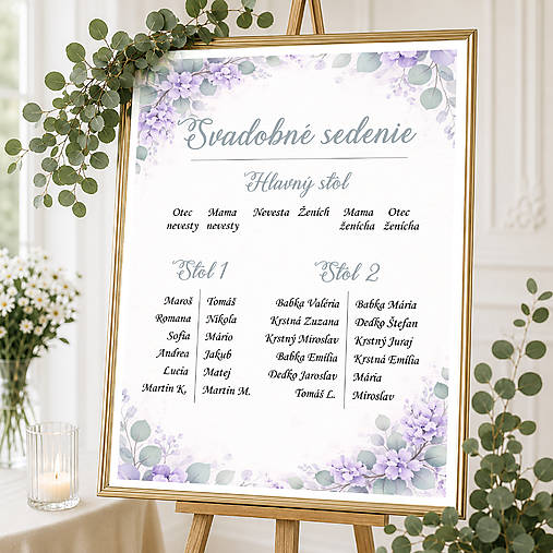 Úložné priestory & Organizácia - Zasadací poriadok A3 v štýle Greenery purple  (verzia 1) - 18441369_