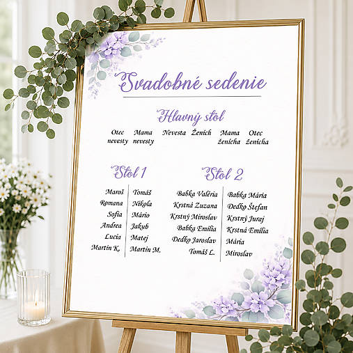 Úložné priestory & Organizácia - Zasadací poriadok A3 v štýle Greenery purple  (verzia 2) - 18441383_