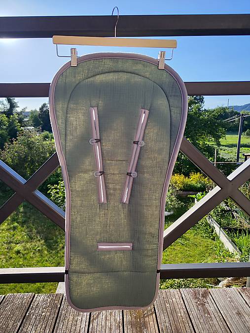 Detský textil - VLNIENKA podložka do kočíka THULE Urban Glide 3 100% MERINO TOP SUPER WASH Natural 100% Mušelín zelený - 18442533_