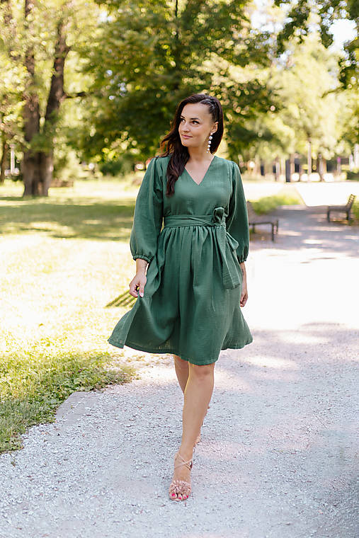 Šaty - Mušelínové maxi šaty "Boho Breeze" - smaragdová - 18443182_