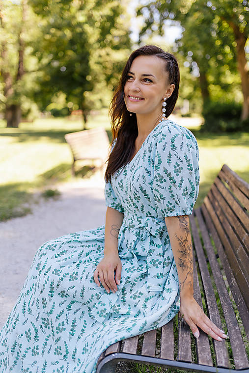 Šaty - Mušelínové maxi šaty "Boho Breeze" - mint leaves - 18443269_