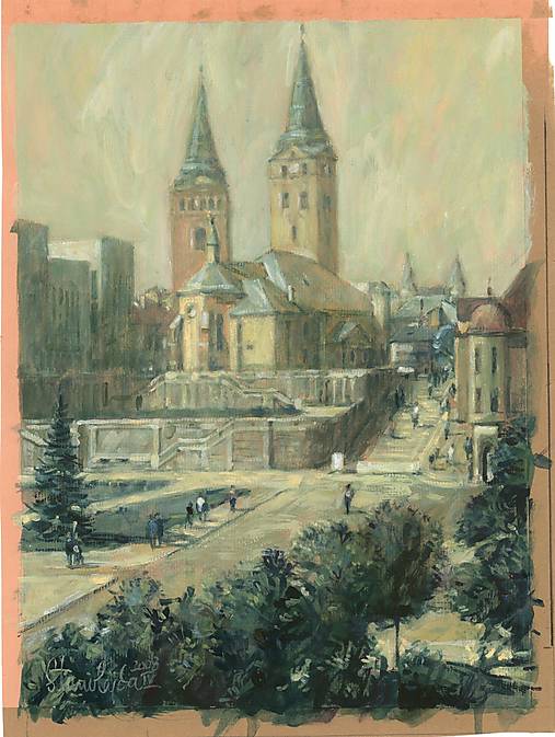 Obrazy - Hometown, Farský kostol v lete - 18444500_
