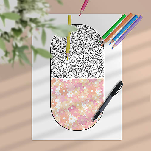 Grafika - Relaxačná pilulka floral (marhuľové) - 18443698_
