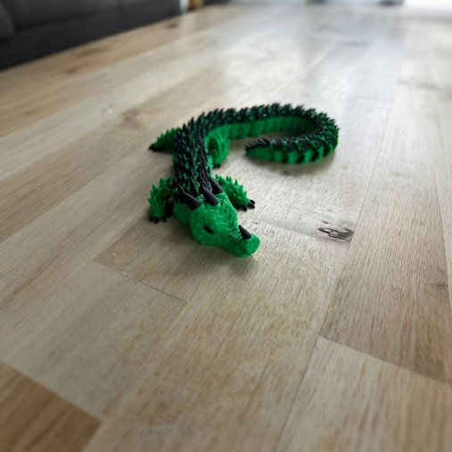 Hračky - 3D tlačený kĺbový drak - Flexi antistresová hračka Fidget (Zelená) - 18445661_
