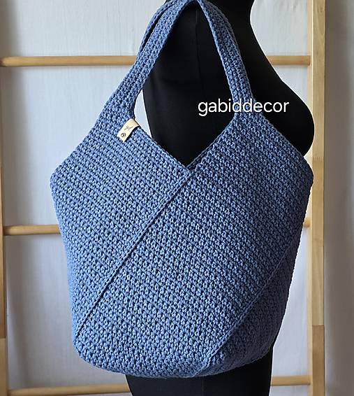 Háčkovaná schopper alebo plážová taška  (Jeans modrá)