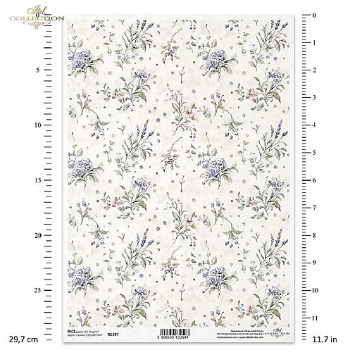 Ryžový papier A4 - kvietkovaná tapeta - ITD Collection - R2597