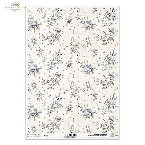 Papier - Ryžový papier A4 - kvietkovaná tapeta - ITD Collection - R2597 - 18448266_